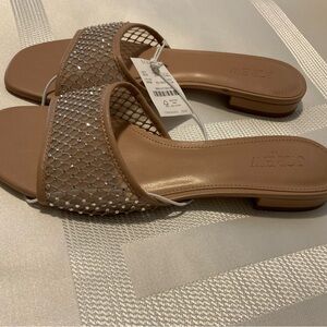 J. Crew Brown Sandals with Rhinestone Detailing